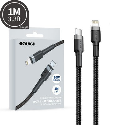 iQuick Braided Lightning to USB-C Fast Charging Cable 1M