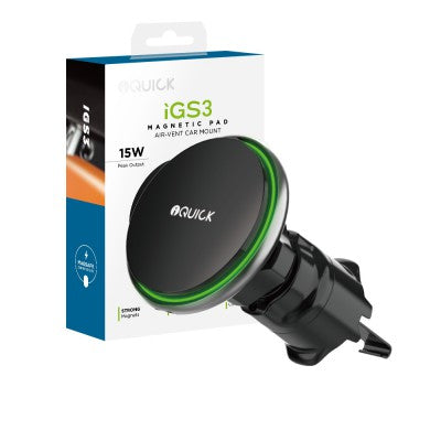 iQuick iGS3 Magnetic Pad Air-vent Car Mount 15W