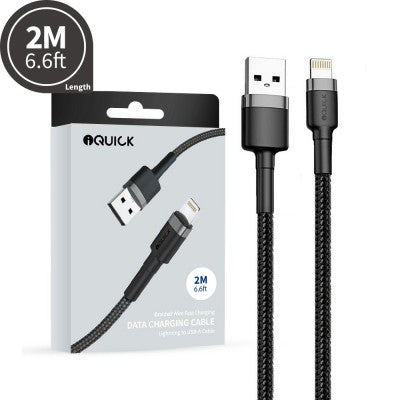 iQuick Braided Lightning to USB-A Fast Charging Cable 2M
