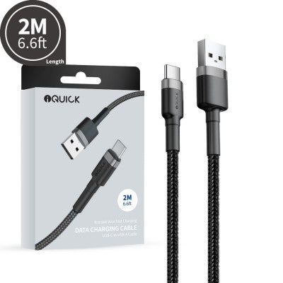iQuick Braided USB-C to USB-A Fast Charging Cable 2M